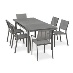 Ensemble repas de jardin 6 places en aluminium gris anthracite - DANIA