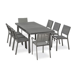 Ensemble repas de jardin 8 places en aluminium gris anthracite - DANIA