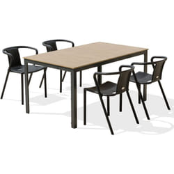 Boston - Ensemble repas de jardin 4 places en aluminium gris anthracite Dcb Garden