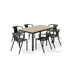 Ensemble repas de jardin 6 places en aluminium gris anthracite - BOSTONDIEGO