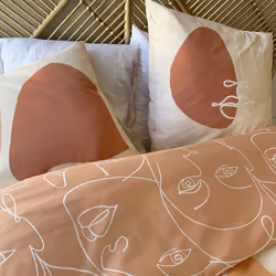 Parure de lit housse de couette avec taies d'oreiller 100% Coton Bio 57 fils Face - PD15167-240