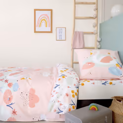 Housse de couette 140x200 + 1 taie d'oreiller 63x63 Coton Clara