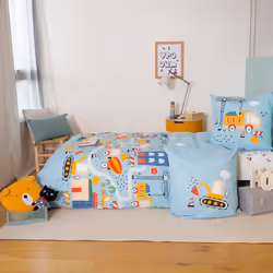 Housse de couette 140x200 + 1 taie d'oreiller 63x63 Coton Travaux