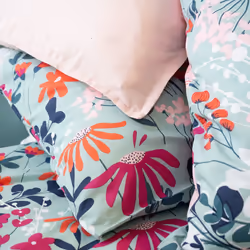 Housse de couette avec taies d'oreiller 100% Coton Bio 57 fils Flore - PD15175-240