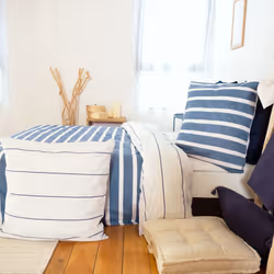 Housse de couette 220x240 + 2 taies d'oreiller 63x63 Coton Stripes