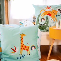 Housse de couette réversible 140x200 cm + 1 taie d'oreiller 63x63 cm Coton Poumba
