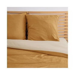 Parure De Lit - 220x240 Cm - Réversible - Bicolore - Jaune Soleil Et Sablé