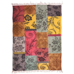 Unamourdetapis - Tapis kilim fait main en coton 140x190 jaune rectangle motif ethnique
