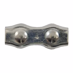 Serre-câbles plats à 2 boulons acier zingué blanc diamètre câble 6 mm en boîte de 5