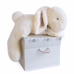 Doudou et Compagnie Lapin Bonbon 75 Cm + Coffre - Taupe