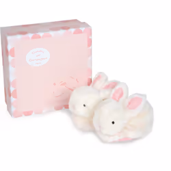 Doudou et Compagnie Lapin Bonbon - Chaussons Avec Hochet Rose - 0/6 Mois
