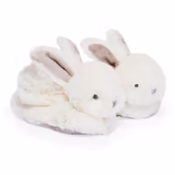 Doudou et Compagnie Lapin Bonbon - Chaussons avec Hochet Taupe - 0/6 Mois