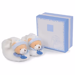 Doudou et Compagnie Petit Chou - Chaussons Avec Hochet, Garçon, Blanc