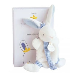Doudou avec attache tétine - DOUDOU ET COMPAGNIE - Lapin Matelot - Mixte - Multicolore - Blanc