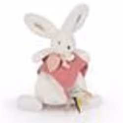 Doudou et Compagnie - Doudou Lapin - 25 cm - Lapin Pompom  Blanc/Terracotta - Idée Cadeau  - Happy Boho - Happy Doudou To You