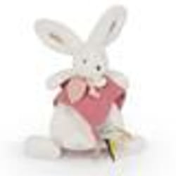 Doudou et Compagnie - Doudou Lapin - 25 cm - Lapin Pompom  Blanc/Terracotta - Idée Cadeau  - Happy Boho - Happy Doudou To You