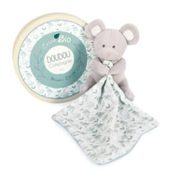 Doudou en coton Bio Souris avec mouchoir gris - Doudou et Compagnie - Mixte - A partir de 0 mois - Gris