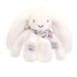 Doudou et Compagnie - Peluche Lapin Fleurette blanc 25 cm