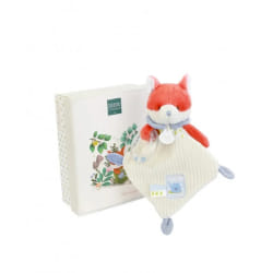 Doudou plat hochet billes - Renard Romarin - 21 cm