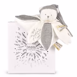 Doudou et Compagnie - Doudou plat pétales Ours Gris 25 cm