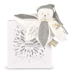 Doudou et Compagnie - Doudou plat pétales Ours Gris 25 cm