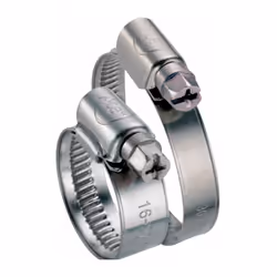 Collier à bande non perforée W2 Matière : Inox - Acier zingué Largeur bande : 9 mm Ø de sérrage : 12 à 22 mm Vendu par 50