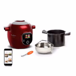 Moulinex YY5153FC, 6 L, 1600 W, 6 personne(s), 0,7 bar, Chrome, Rouge, Plastique