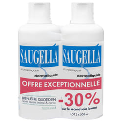 Saugella Dermoliquide Soin Lavant Intime Lot de 2 x 500 ml