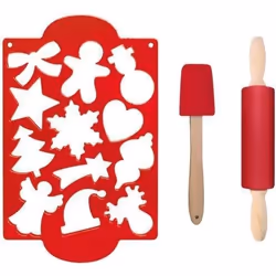 Coffret biscuits de Noël - SCRAPCOOKING - Spatule - Rouleau - Découpoir - Rouge
