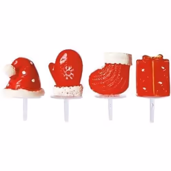 Décoration à piquer - SCRAPCOOKING - Motif Noël - 4 unités - Rouge et blanc