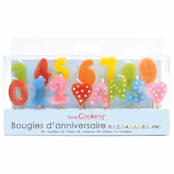 Lot de bougies chiffres - SCRAPCOOKING - 15 bougies - Chiffres 0 à 9 + cœurs + lettres ANS