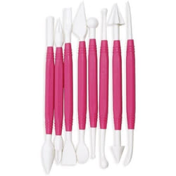 Outils pour pâte à sucre - SCRAPCOOKING - Lot de 8 - Double embouts (16 fonctions) - Blanc/Rose