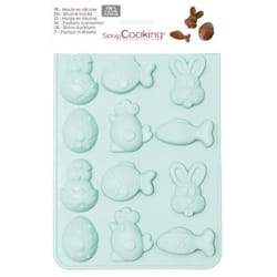 Moule silicone - SCRAPCOOKING - Chococat de Pâques - 12 empreintes de 6 formes différentes - 20.4x14.4x1cm