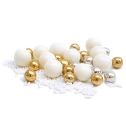 ScrapCooking - Pot de Décors Sucrés Féerique 80g - Doré Argent Blanc - Perles en Sucre Décoration Pâtisserie Desserts Gâteaux