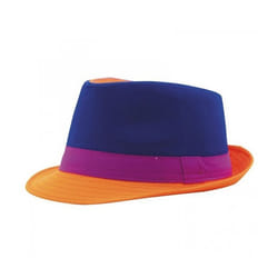 Chapeau trilby adulte - Multicolore - Bleu - Tour de tête 57cm