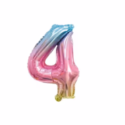 Ballon mylar 36 cm CHIFFRE 4 - Irisé pastel - Party Pro - Décoration de fête - Anniversaire