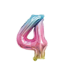 Ballon mylar 36 cm CHIFFRE 4 - Irisé pastel - Party Pro - Décoration de fête - Anniversaire