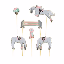 Décorations pour gâteaux Cheval damour - PARTY PRO - Lot de 6 - Gris - Blanc