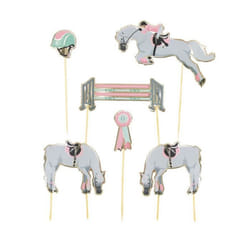 Décorations pour gâteaux Cheval damour - PARTY PRO - Lot de 6 - Gris - Blanc