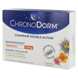 Laboratoires IPRAD ChronoDorm Double Action Mélatonine 1,9 mg Valériane 15 Comprimés