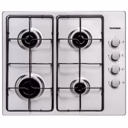 Telefunken TFKTTG4AX, Noir, Argent, Intégré, 58 cm, Gaz, 4 zone(s), 4 zone(s)