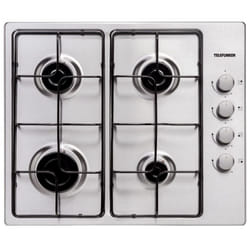 Telefunken TFKTTG4AX plaque Noir, Argent Intégré 58 cm Gaz 4 zone(s)