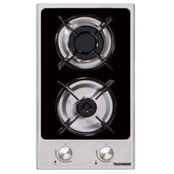 Telefunken TKGOG2X plaque Noir, Acier inoxydable Intégré 29 cm Gaz 2 zone(s)