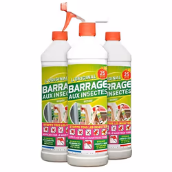 Barrage aux insectes W2000 3x1L avec 3 bouchons de sécurité + 1 Pulvérisateur
