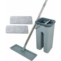 Venteo Balai Autoclean Mop 360° avec Seau Double Compartiment 2 Serpillières Microfibre Ultra Absorbante Système de Nettoyage Mains Libres Balai