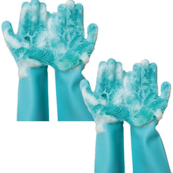 Venteo - 2 Paires de gants de toilettage en silicone Pet glove Vert - Adulte