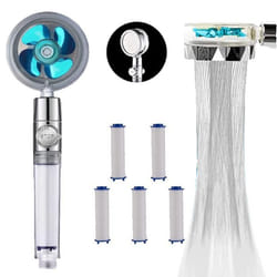 SAVEWATER POWER- VENTEO - PACK douchette + 5 recharges filtres - Pommeau de douche avec hélice haute pression - Economise et filtre