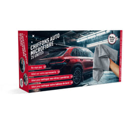 Venteo - Chiffons clean auto en microfibre pour auto Lot de 25 - Grande taille 30 x 30 cm - Microfibres Voiture pour Plastiques, Vitres, Carrosserie,