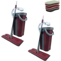 Venteo - Lot de 2 Balai essoreur + 5 éponges double-face offerte - Balai extra large et tête pivotante 360°