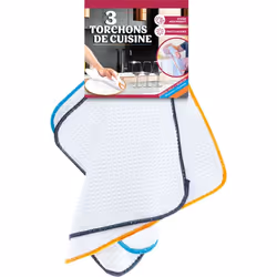 HYPER ABSORBANT : pour un essuyage efficace et en douceur, ce torchon élimine la saleté ainsi il absorbe l'humiditéLOT DE 3:  ...